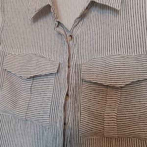 Sim & Sam Black and white striped blouse. Size Lg